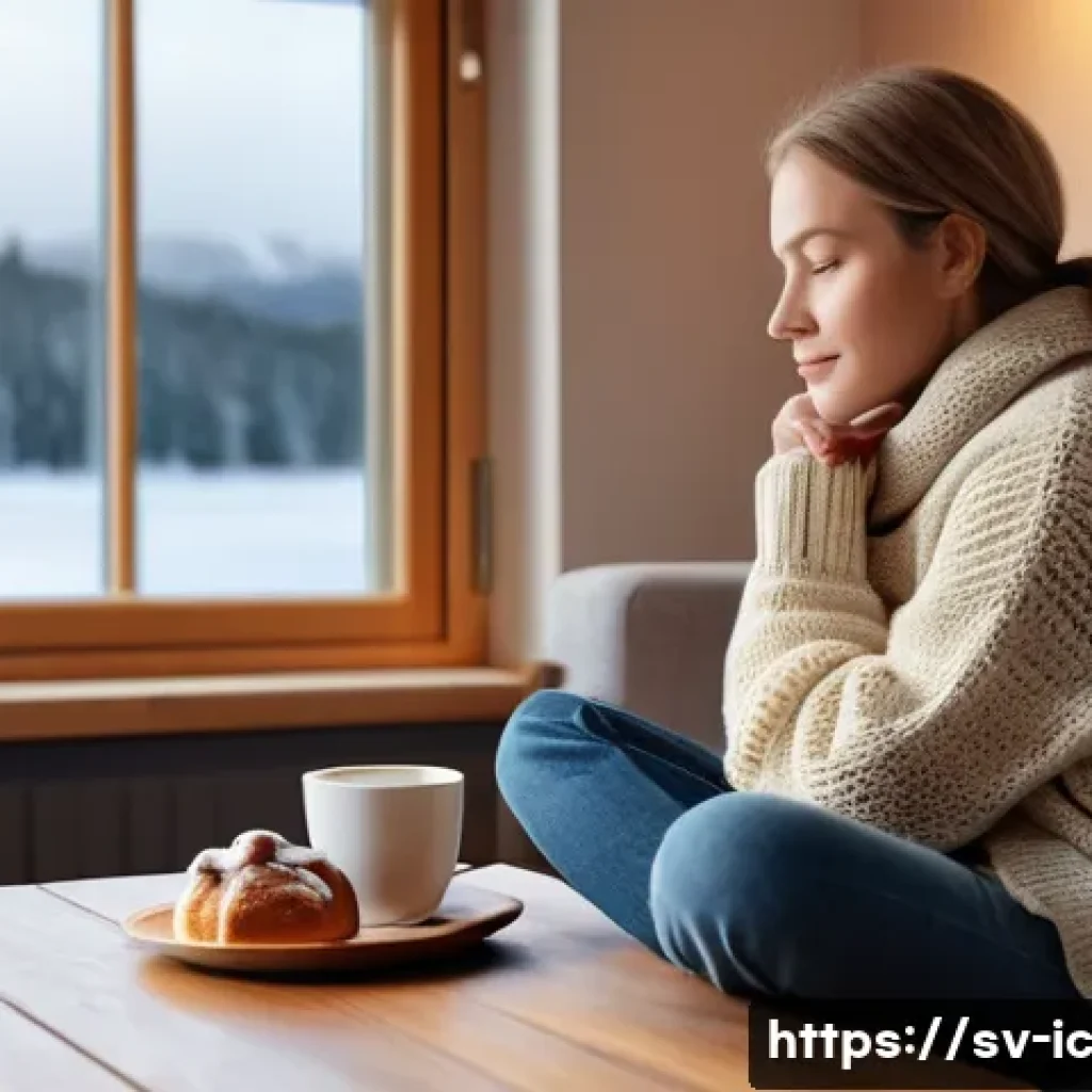 언플러그드 시간 관리 성공 사례 분석 - **Prompt:** A young woman, approximately 25-30 years old, sitting comfortably in a minimalist Scandi...