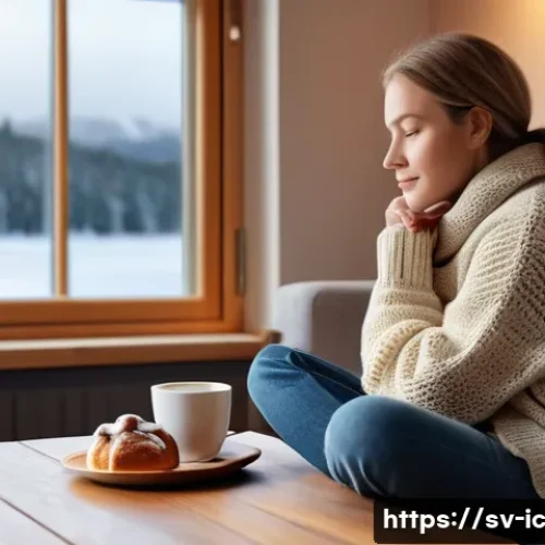 Home 32 언플러그드 시간 관리 성공 사례 분석 - **Prompt:** A young woman, approximately 25-30 years old, sitting comfortably in a minimalist Scandi...