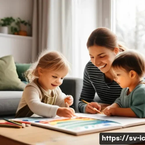 Home 30 언플러그드 시간 동안의 취미 활동 - A cozy family scene in a Scandinavian-style living room during a screen-free evening, where parents ...